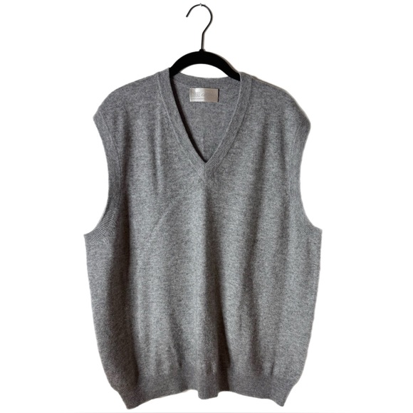 VTG Men’s 90s 100% Cashmere Light Grey Sweater Vest  L - Picture 1 of 5
